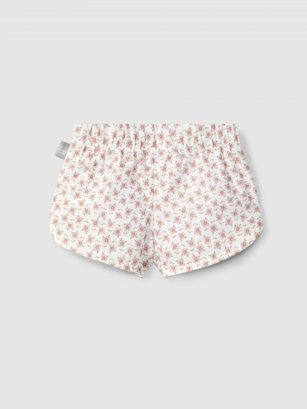 Floral pull-up shorts with rickrack detail Floral pull-up shorts with rickrack detail