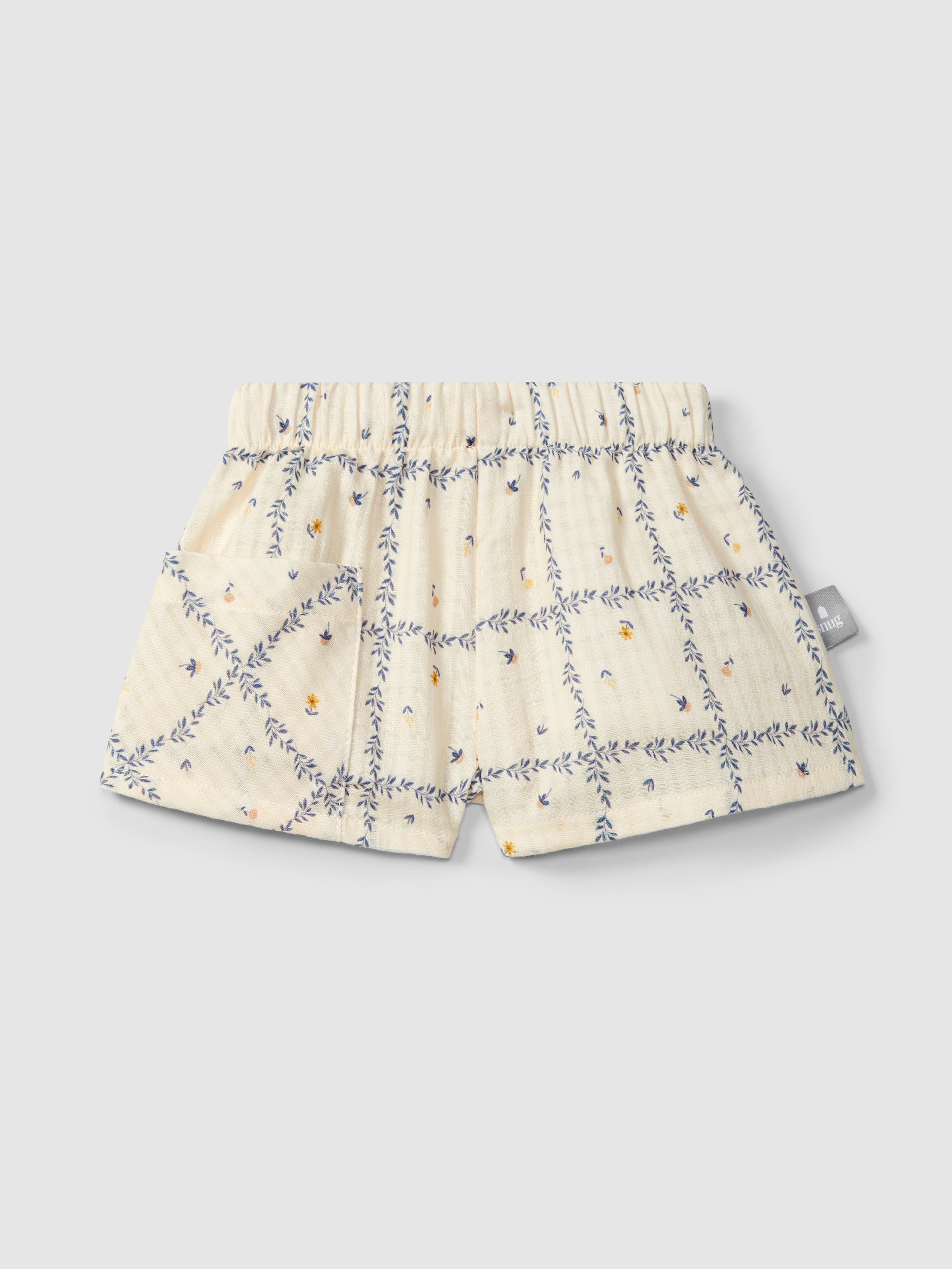 Pull-up shorts printed textured cotton