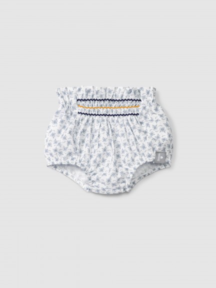 Floral pull-up diaper cover with rickrack detail