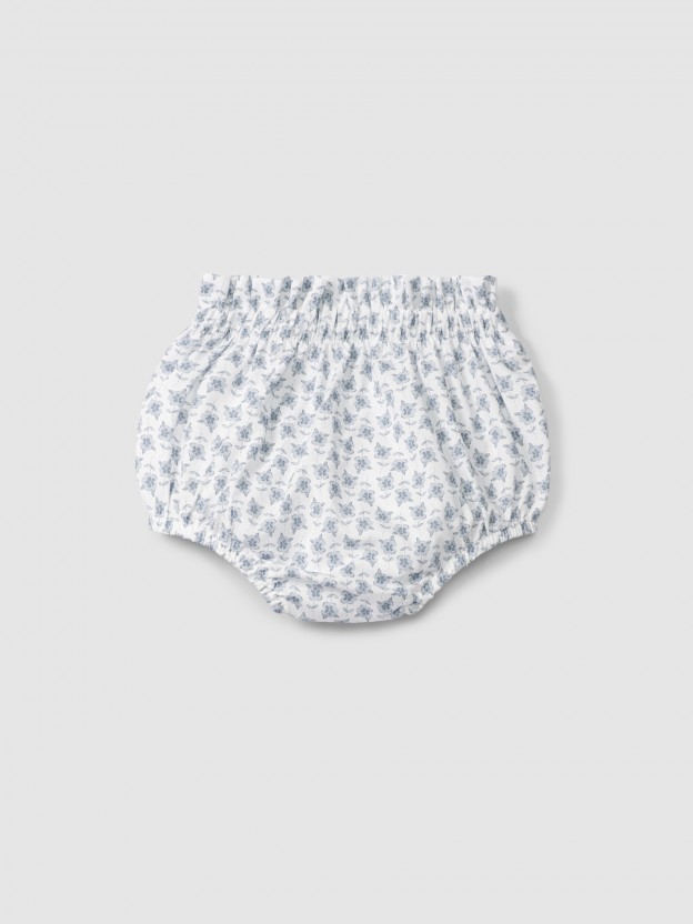 Floral pull-up diaper cover with rickrack detail Floral pull-up diaper cover with rickrack detail