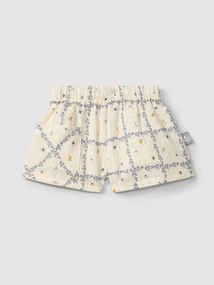 Pull-up shorts printed textured cotton