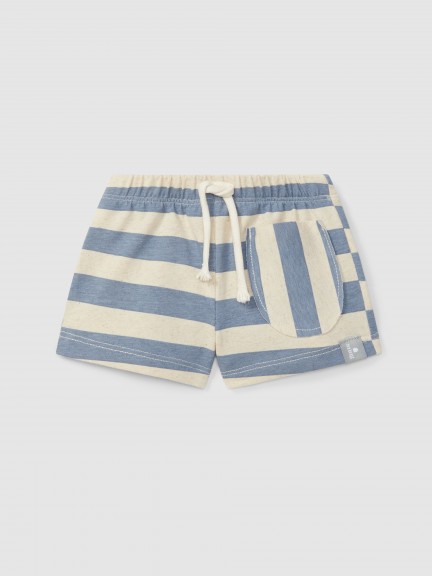 Pull-up shorts striped with pocket