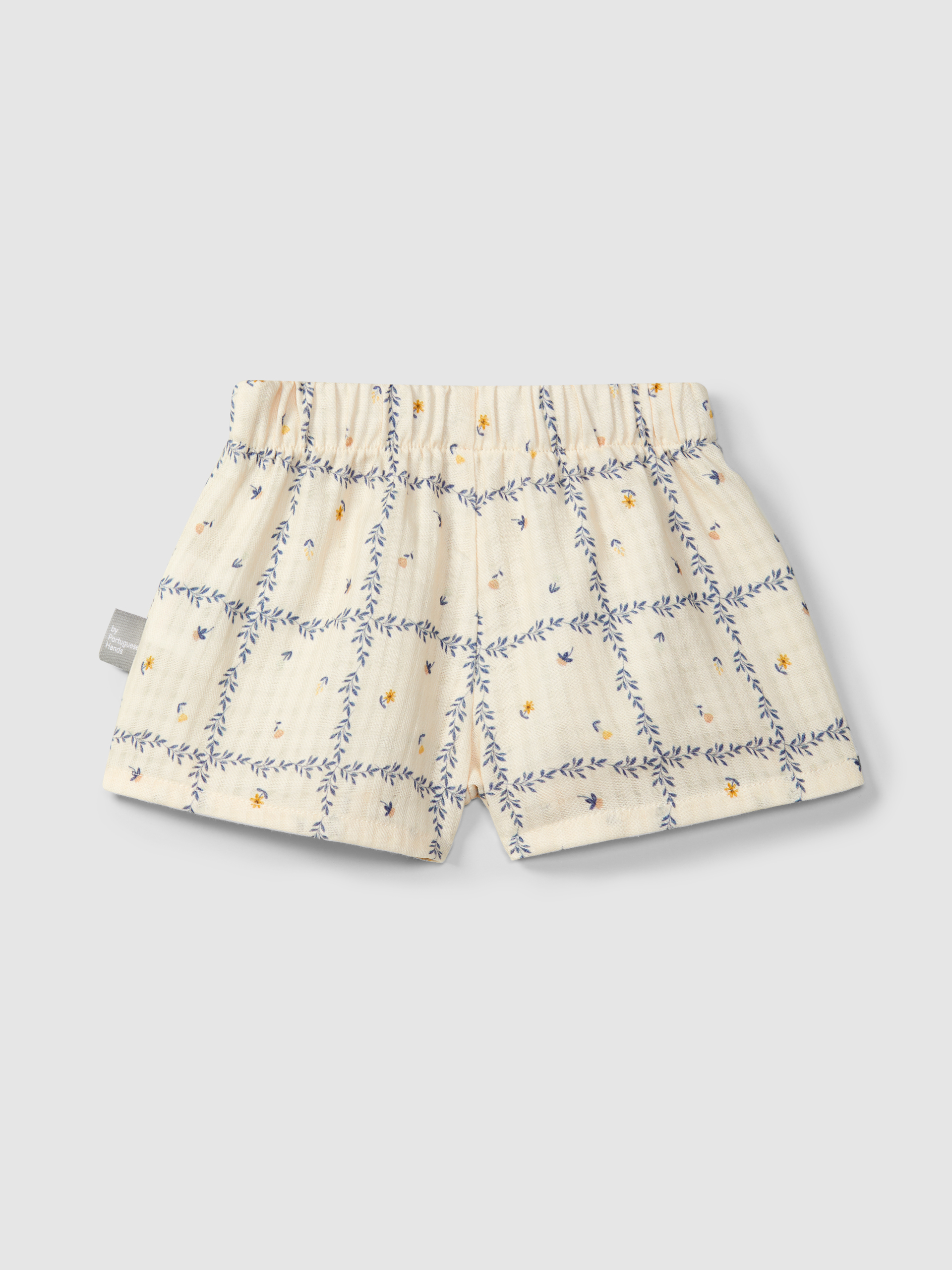 Pull-up shorts printed textured cotton