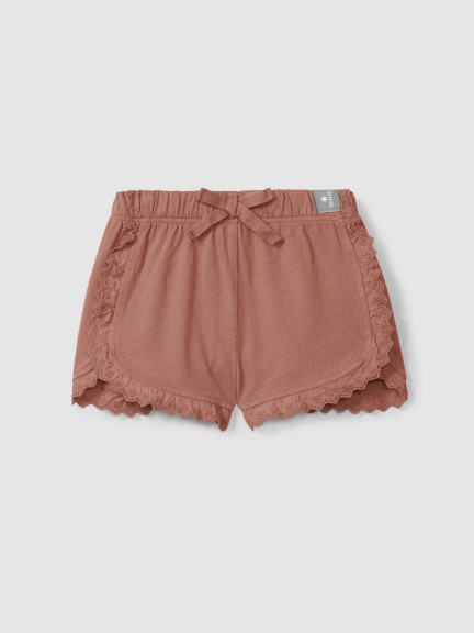 Plain jersey pull-up shorts with embroidered details