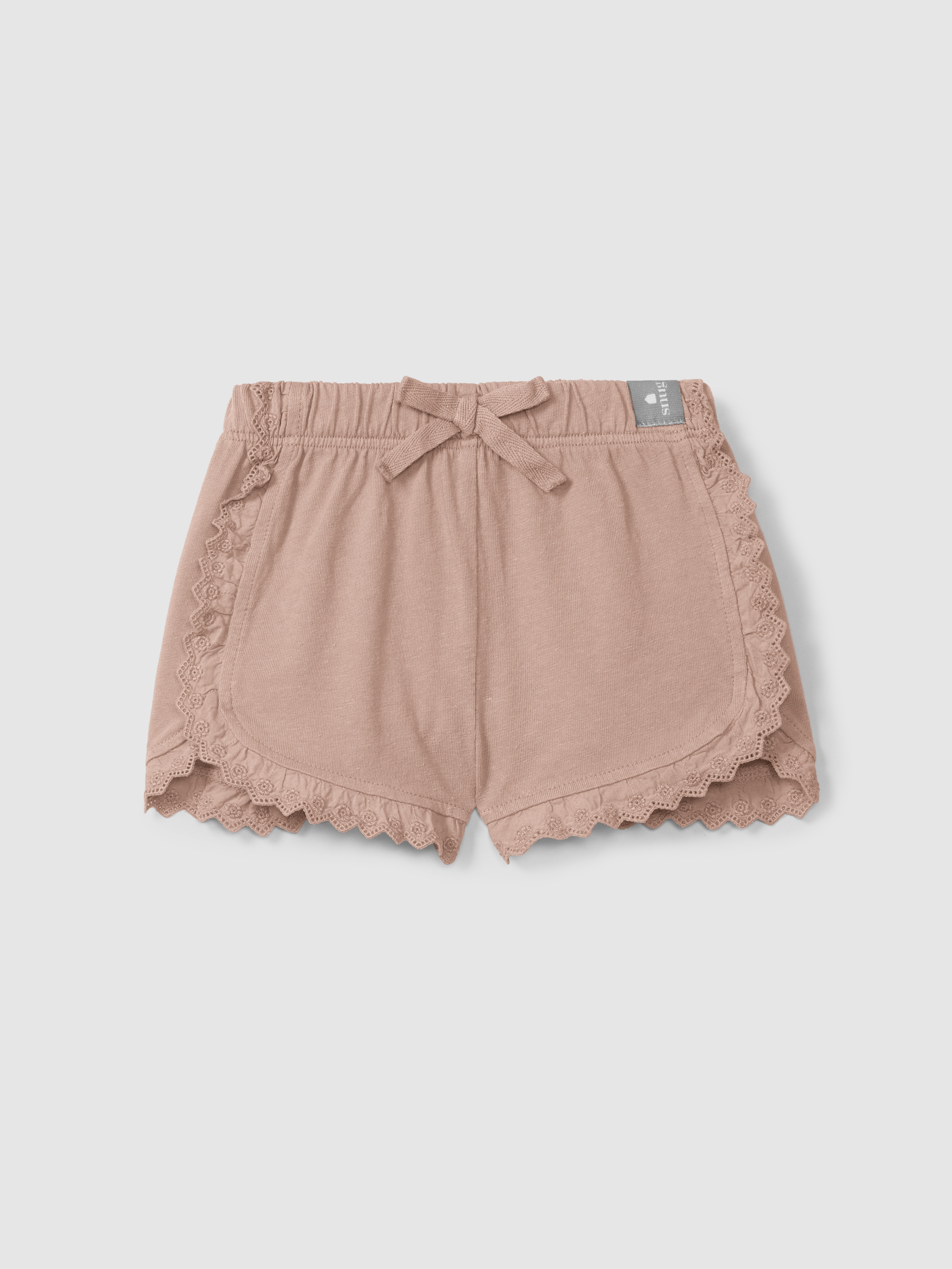 Plain jersey pull-up shorts with embroidered details