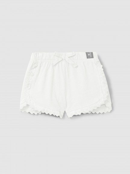 Plain jersey pull-up shorts with embroidered details