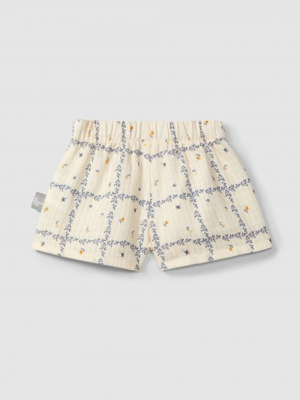 Pull-up shorts printed textured cotton Pull-up shorts printed textured cotton
