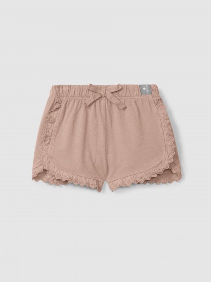 Plain jersey pull-up shorts with embroidered details