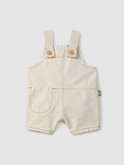 Organic style dungaree shorts with pocket