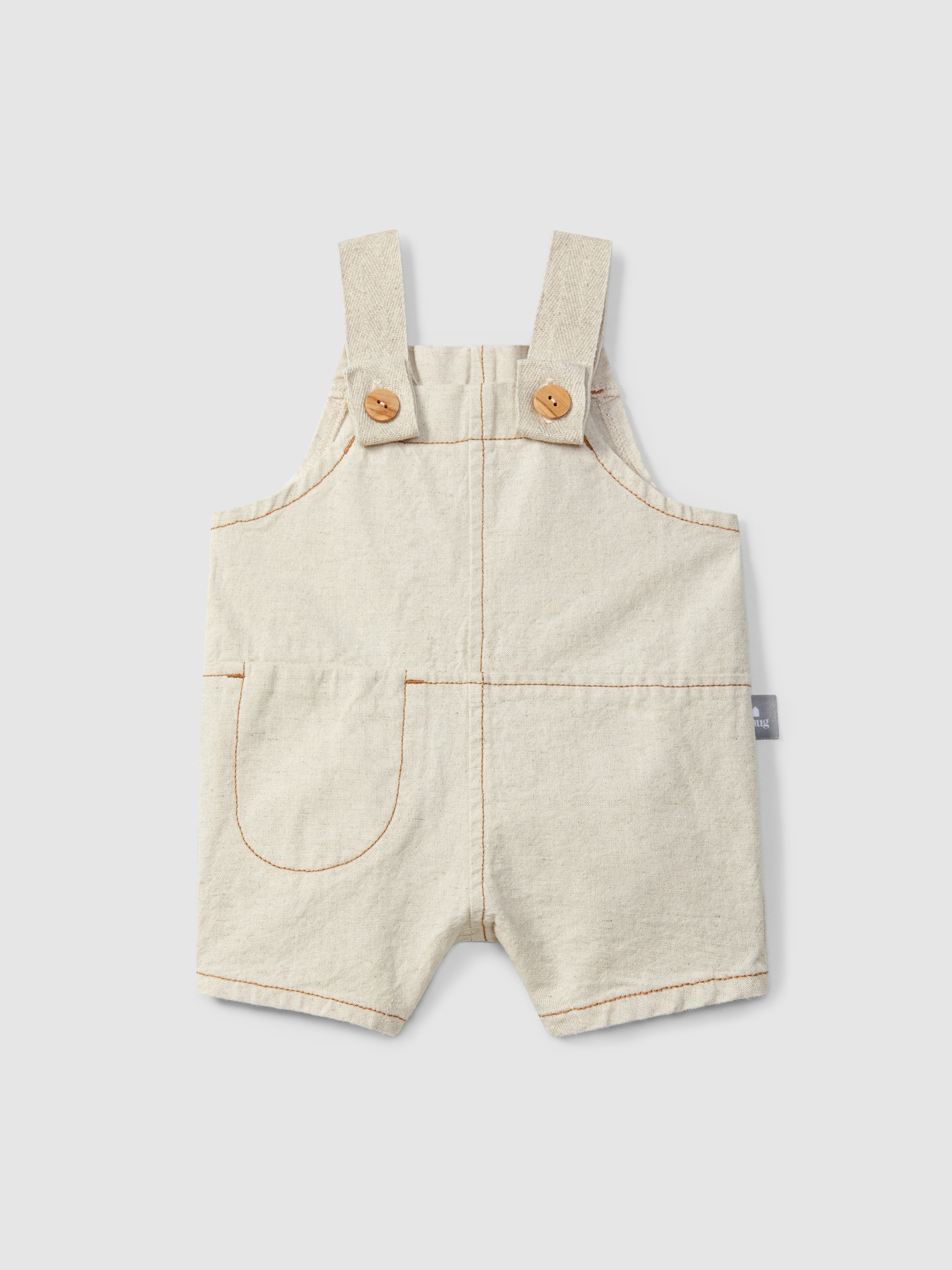 Organic style dungaree shorts with pocket