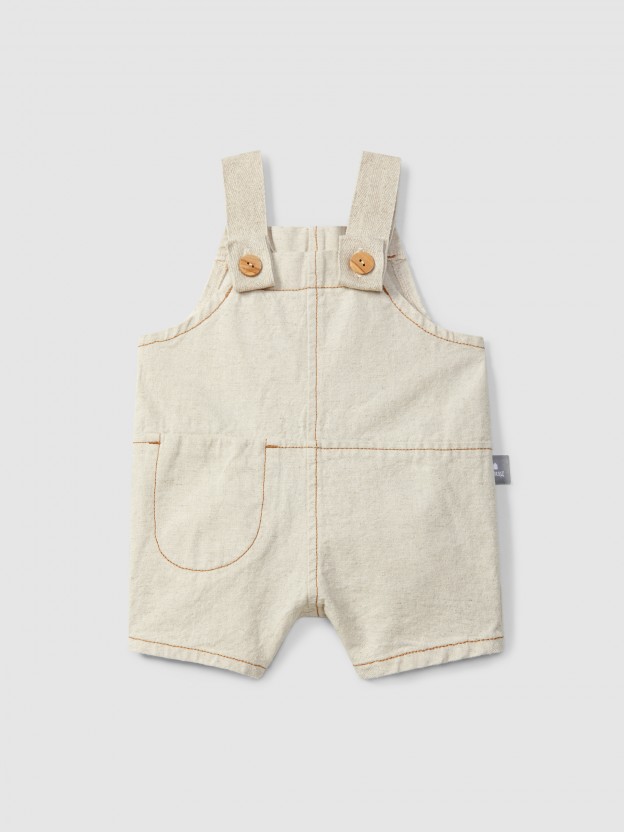 Organic style dungaree shorts with pocket Organic style dungaree shorts with pocket