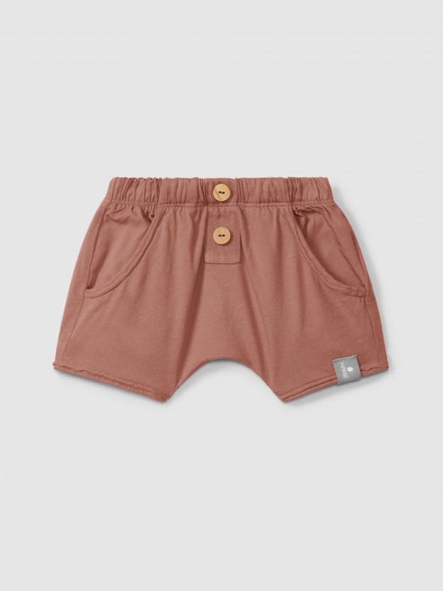 Pull-up shorts in plain jersey