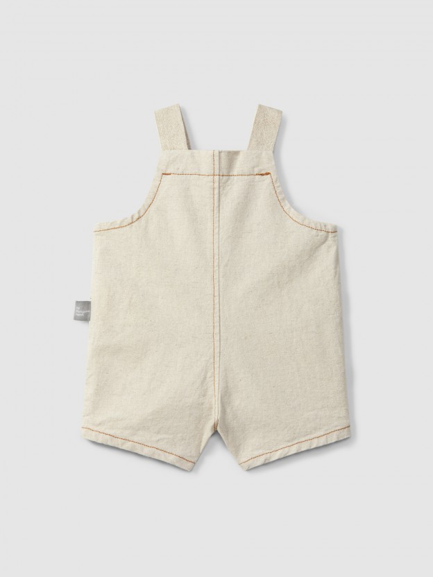 Organic style dungaree shorts with pocket Organic style dungaree shorts with pocket