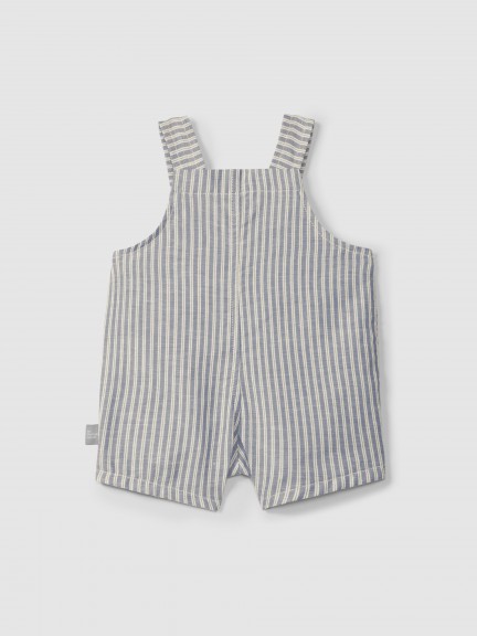 Dungaree shorts in striped fabric with pocket Dungaree shorts in striped fabric with pocket