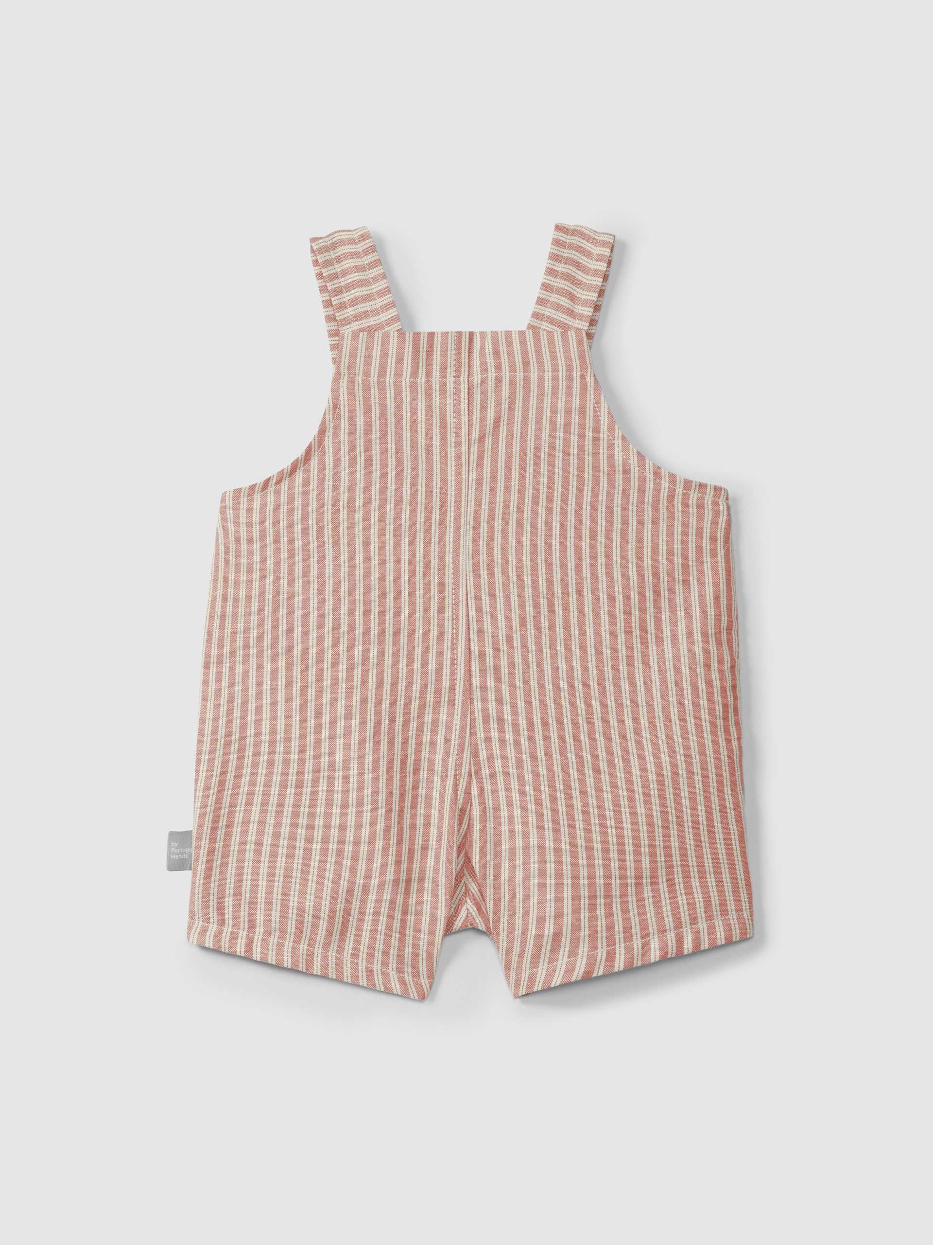 Dungaree shorts in striped fabric with pocket