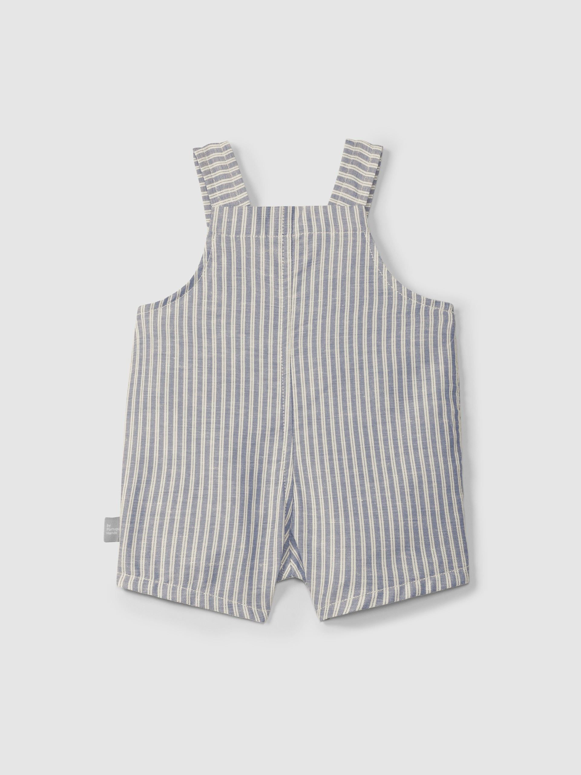 Dungaree shorts in striped fabric with pocket