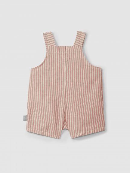 Dungaree shorts in striped fabric with pocket Dungaree shorts in striped fabric with pocket