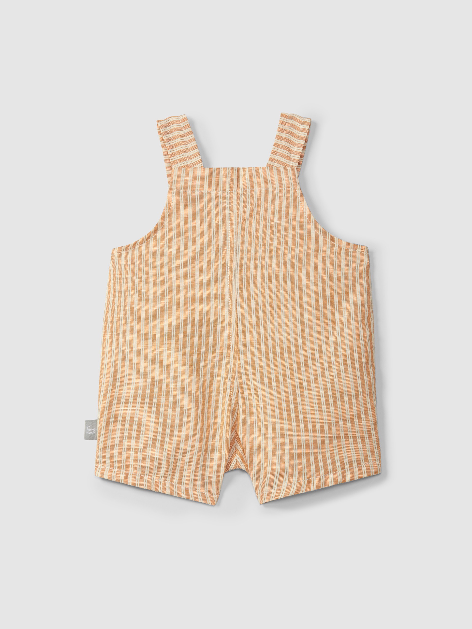 Dungaree shorts in striped fabric with pocket