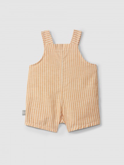 Dungaree shorts in striped fabric with pocket Dungaree shorts in striped fabric with pocket