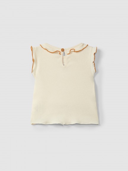 Ribbed jersey singlet with embroidery Ribbed jersey singlet with embroidery