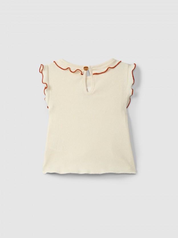 Ribbed jersey singlet with embroidery