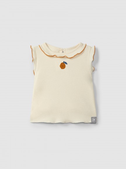 Ribbed jersey singlet with embroidery