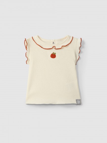 Ribbed jersey singlet with embroidery