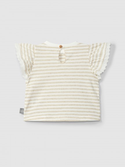 Striped T-shirt with embroidery detail Striped T-shirt with embroidery detail