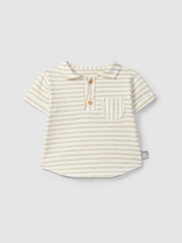 Striped polo shirt with pocket