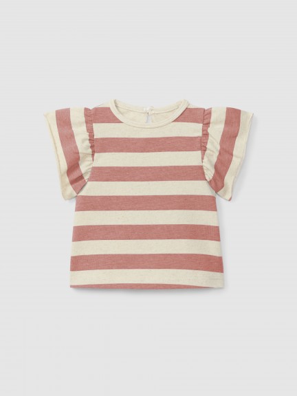 Striped T-shirt ruffled sleeves