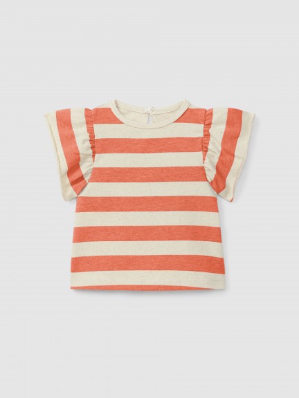 Striped T-shirt ruffled sleeves