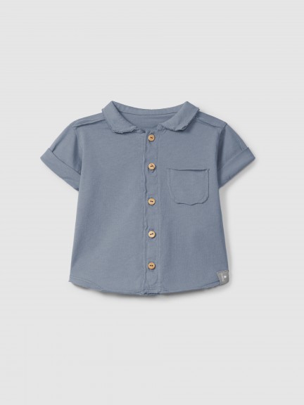 Plain jersey polo shirt with pocket