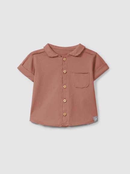 Plain jersey polo shirt with pocket