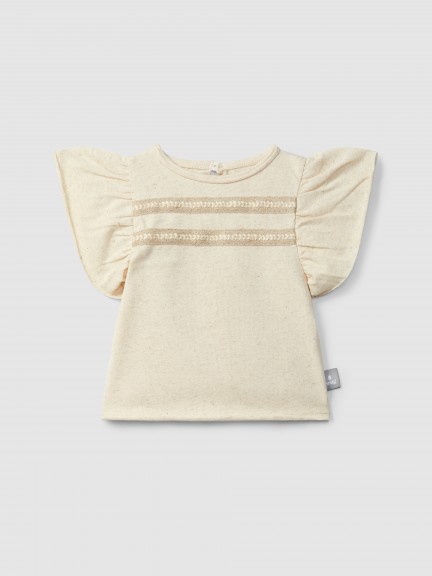 T-shirt with plaited ribbon detail