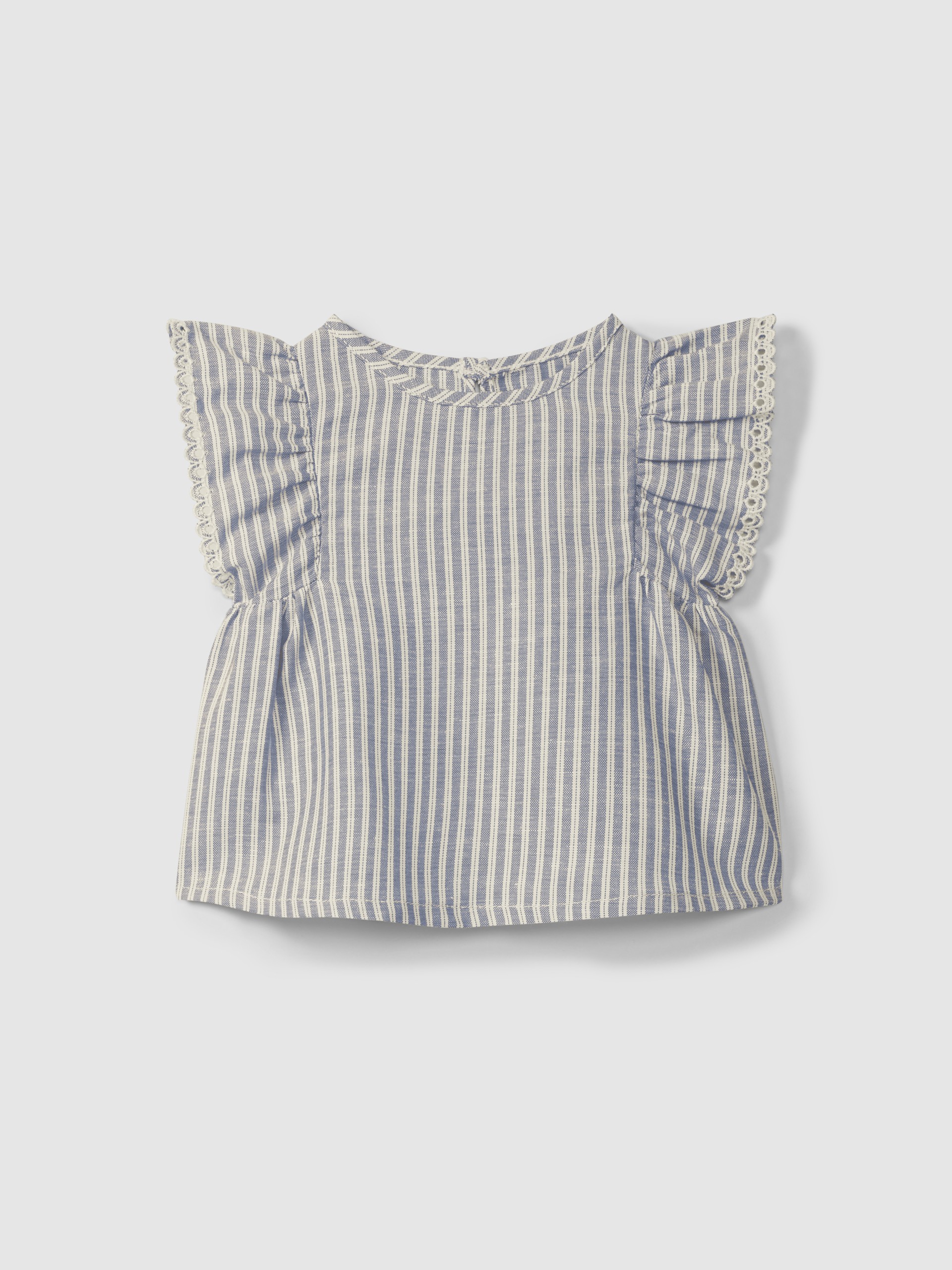 Blouse in striped fabric and English embroidery detail