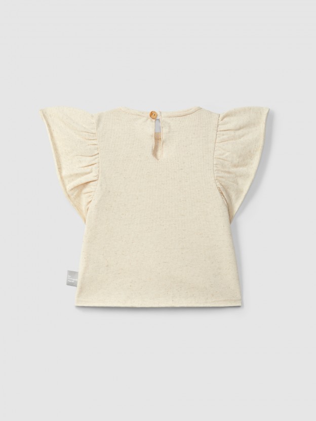 T-shirt with plaited ribbon detail T-shirt with plaited ribbon detail