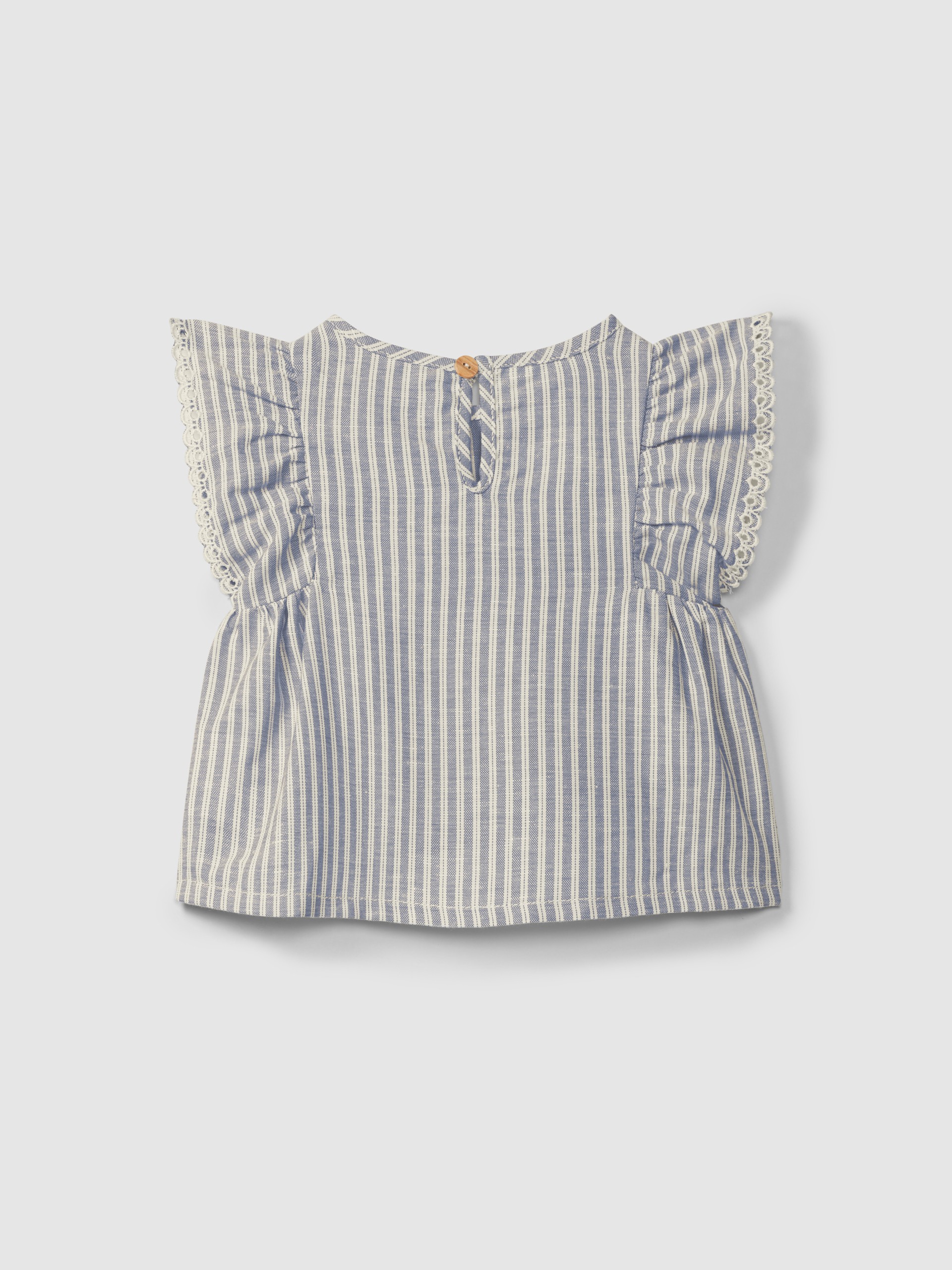 Blouse in striped fabric and English embroidery detail