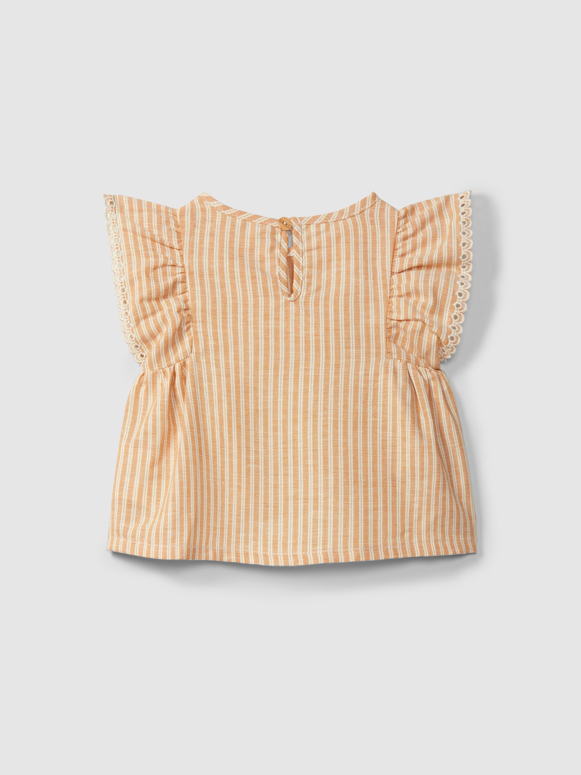 Blouse in striped fabric and English embroidery detail