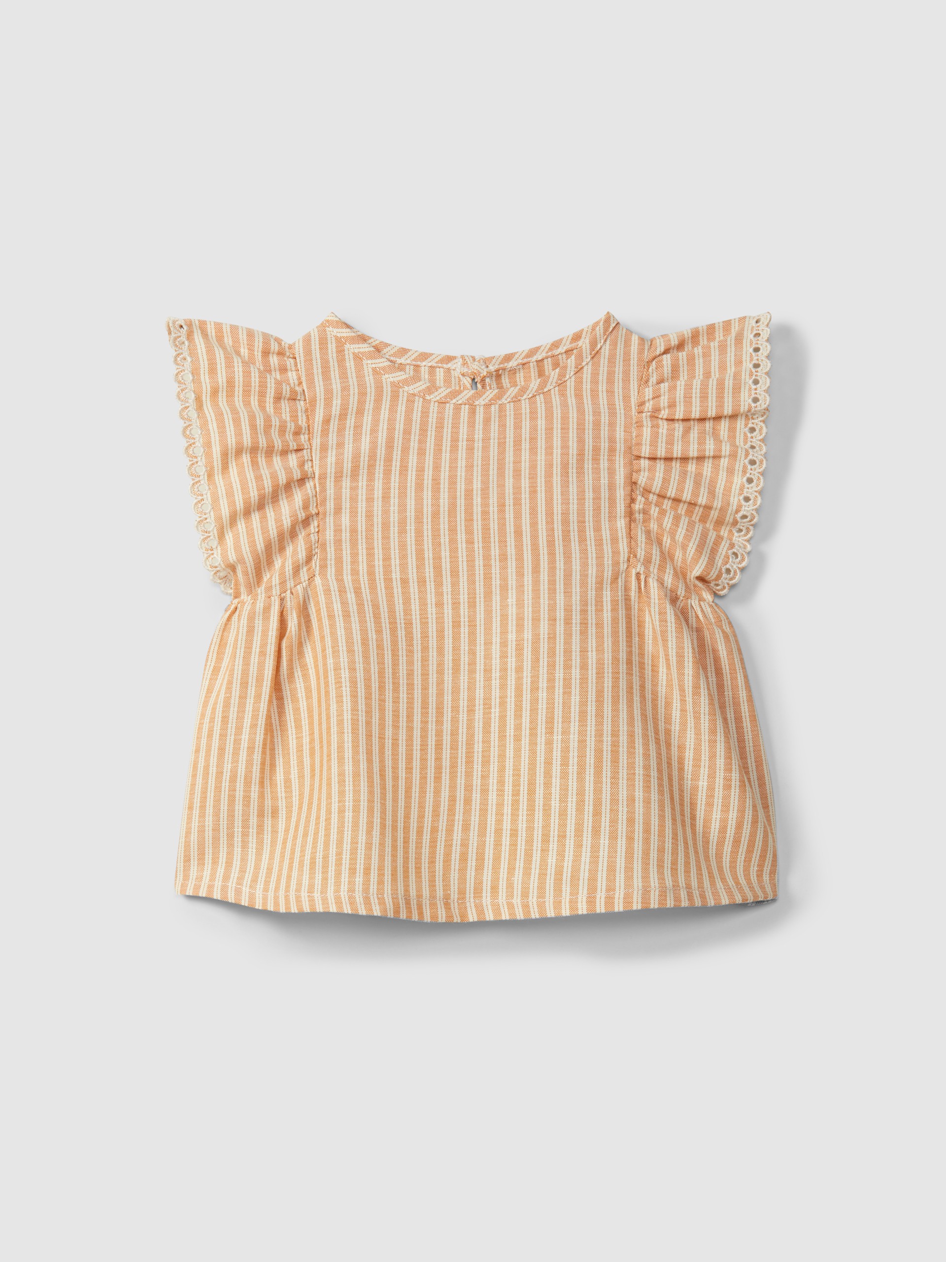Blouse in striped fabric and English embroidery detail