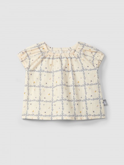 Blouse printed textured cotton