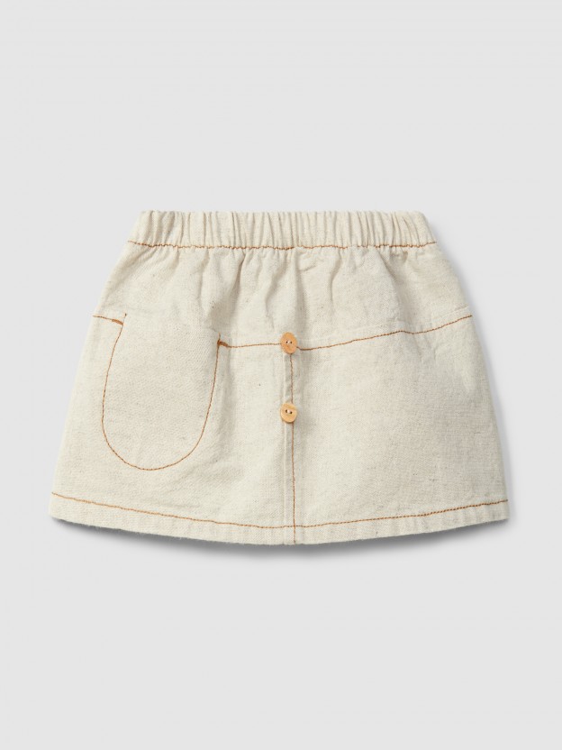 Organic style pull-up skirt with pocket
