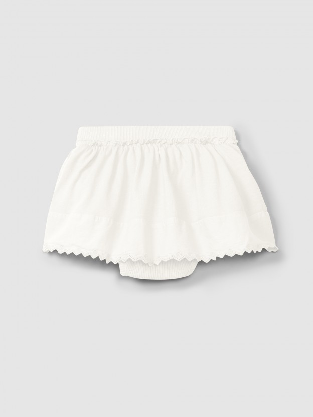 Skirt with diaper cover English embroidery detail Skirt with diaper cover English embroidery detail