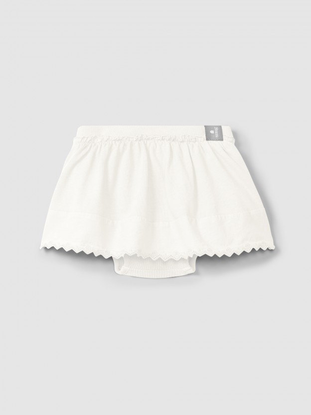 Skirt with diaper cover English embroidery detail Skirt with diaper cover English embroidery detail