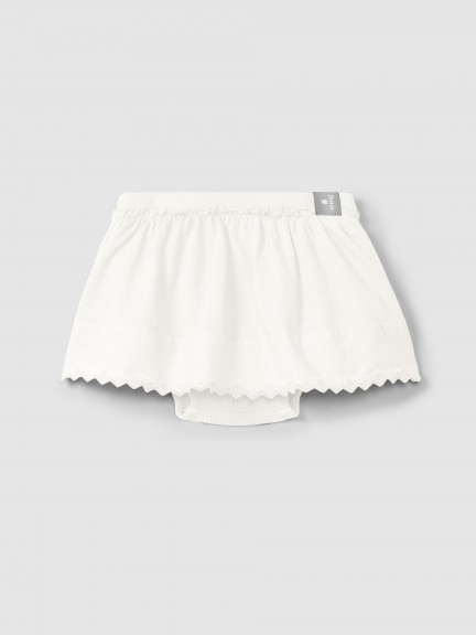 Skirt with diaper cover English embroidery detail