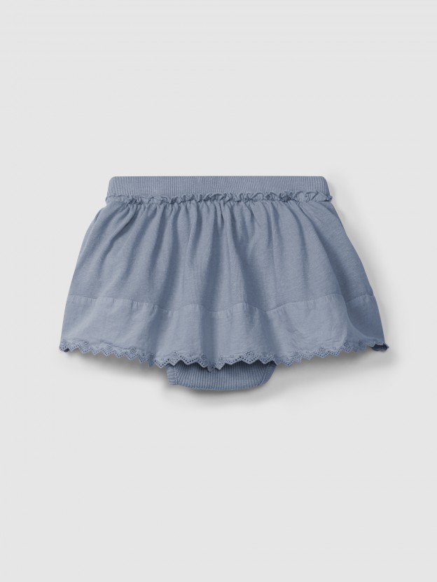 Skirt with diaper cover English embroidery detail Skirt with diaper cover English embroidery detail