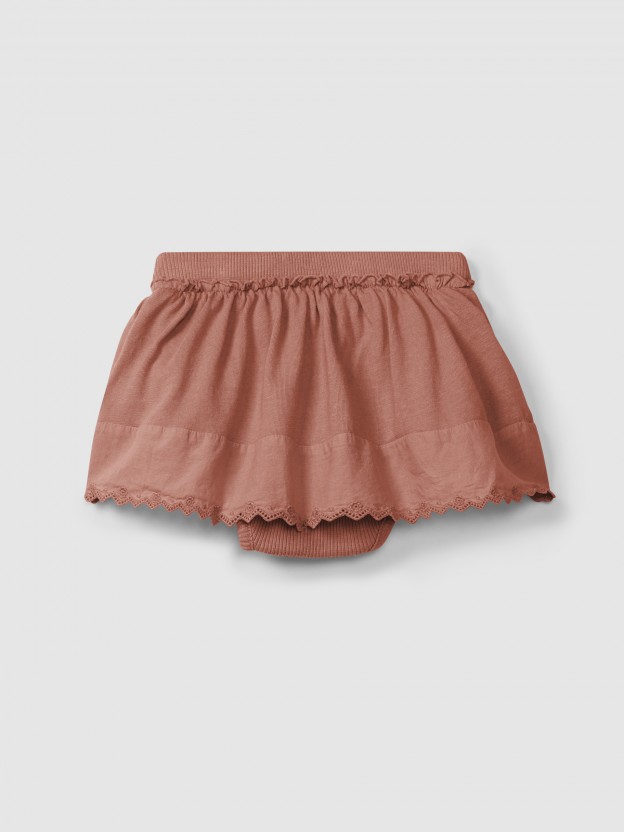 Skirt with diaper cover English embroidery detail