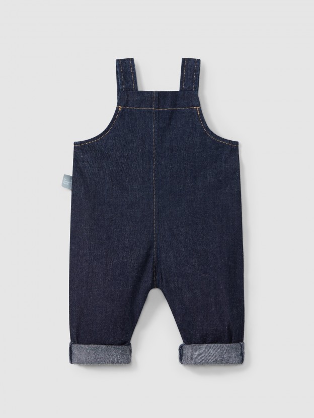 Jardineiras em denim de algodão orgânico Jardineiras em denim de algodão orgânico