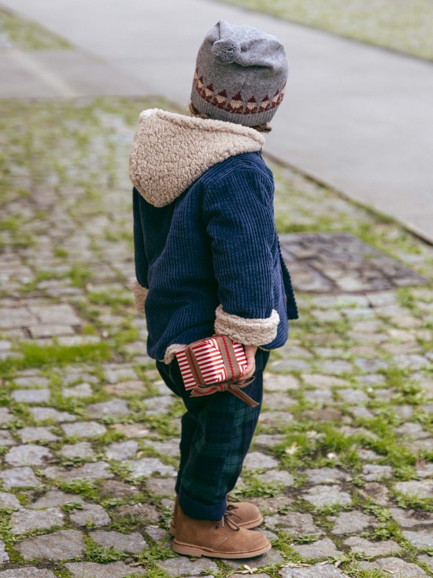 Ribbed velvet hooded jacket