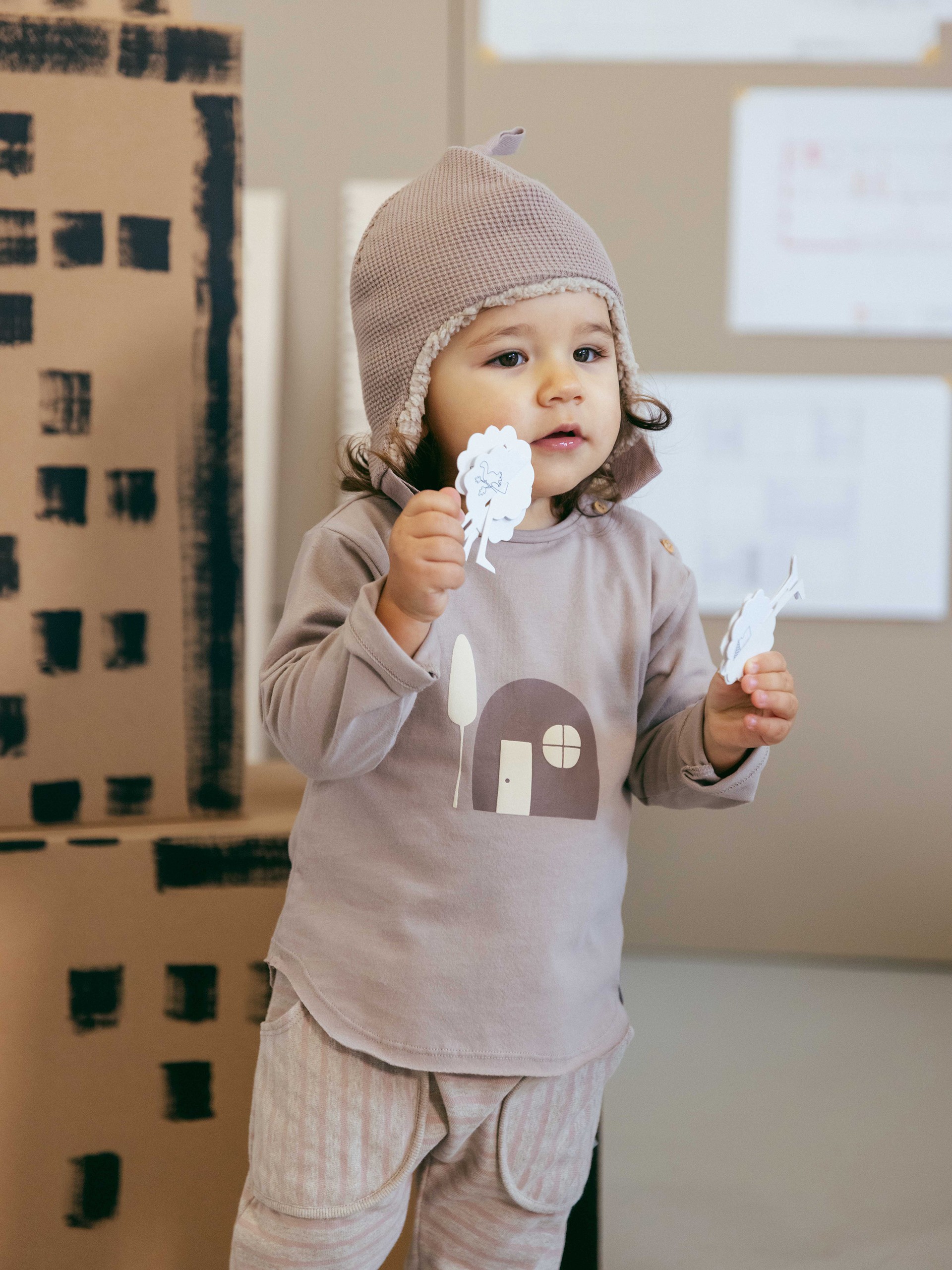 Waffle weave beanie with fur interior