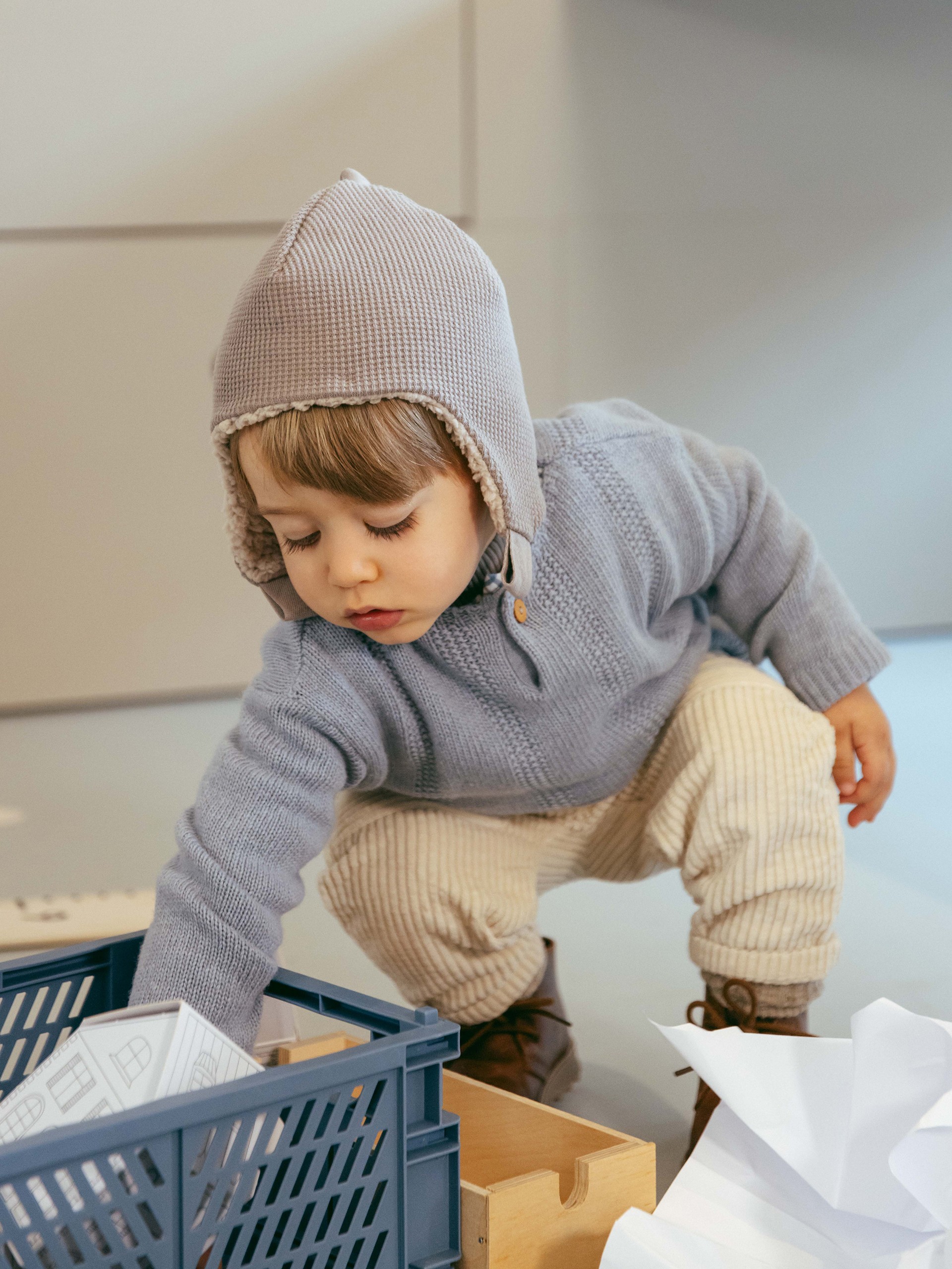 Gorro de punto gofre con interior de pelo